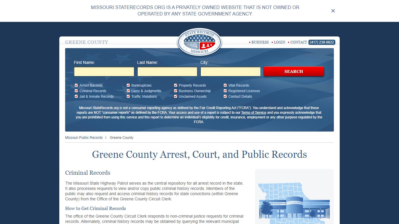 Greene County Arrest, Court, and Public Records